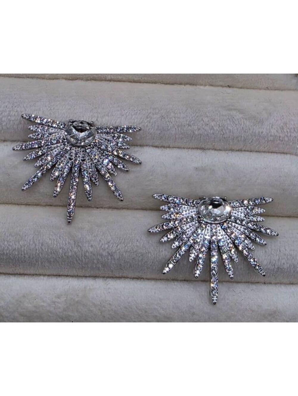 Elegant Art Deco Crystal Wing Snowflake Stud Earrings for Women
